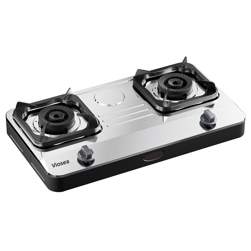 Dapur Gas Meja Dapur Mudah Bersih Keluli Tahan Karat Dwi-Burner